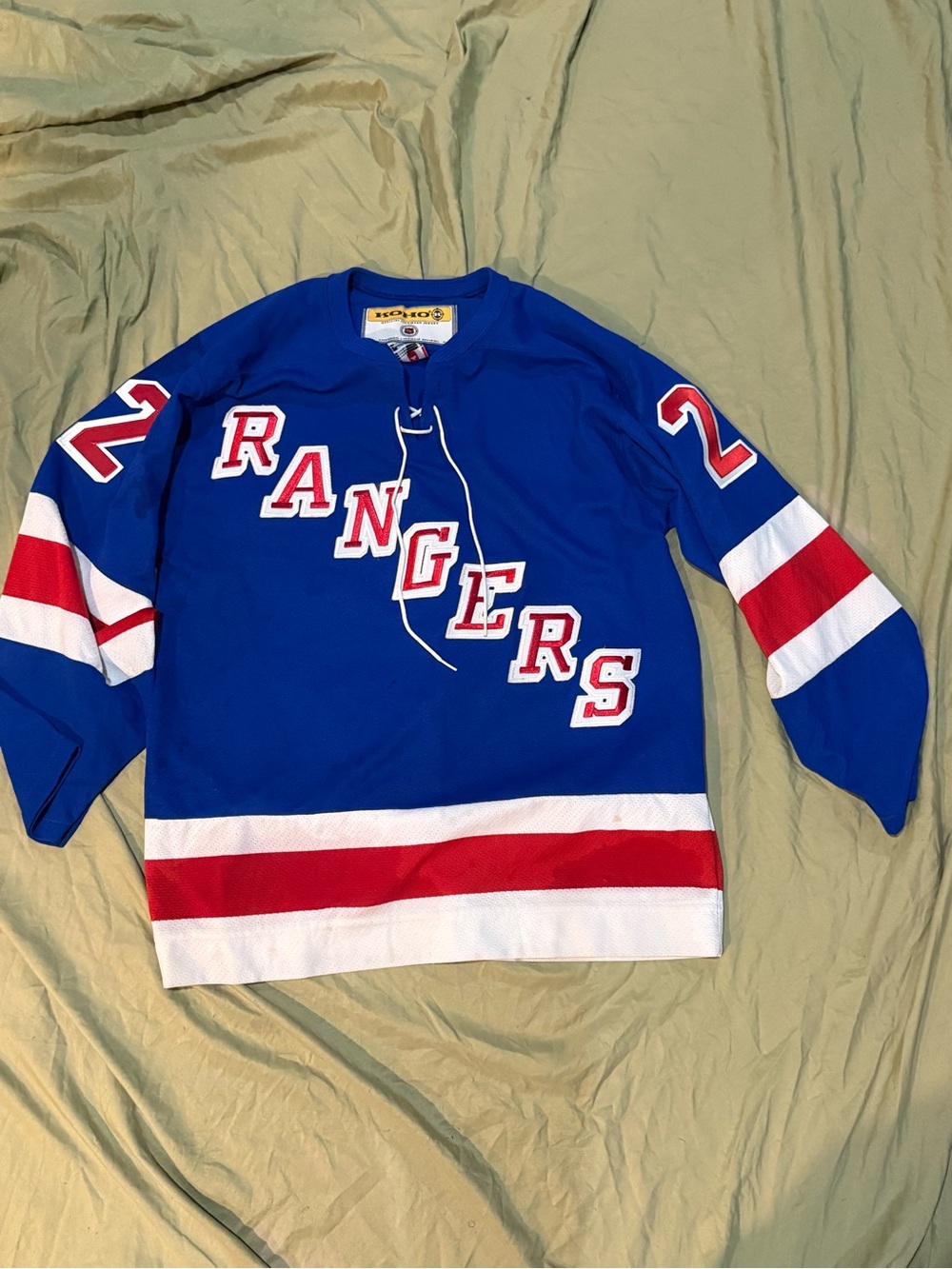 NHL Rangers Blue Jersey with Red & White Accents